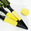 Escova De Cabelo Térmica Amarela Cerdas De Javali Mista Madeira