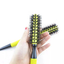 Escova De Cabelo Térmica Amarela Cerdas De Javali Mista Madeira