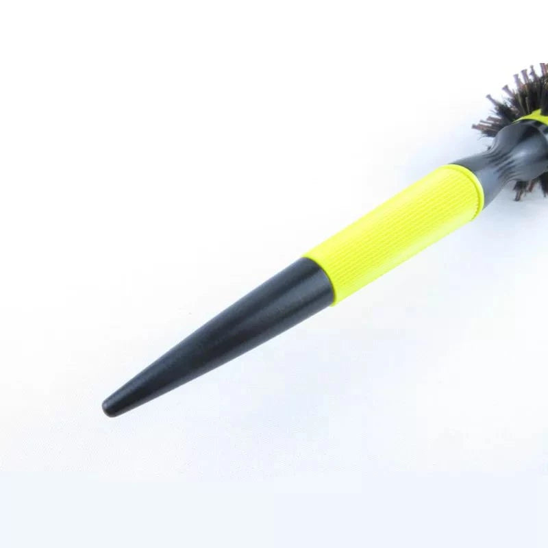 Escova De Cabelo Térmica Amarela Cerdas De Javali Mista Madeira