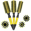 Escova De Cabelo Térmica Amarela Cerdas De Javali Mista Madeira