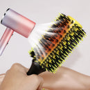 Escova De Cabelo Térmica Amarela Cerdas De Javali Mista Madeira