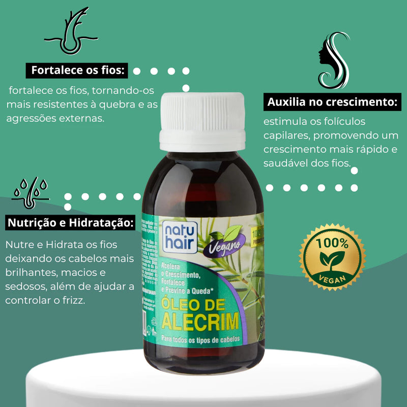 Kit Terapia Capilar Óleo de Coco + Rícino + Alecrim Natuhair 60ml