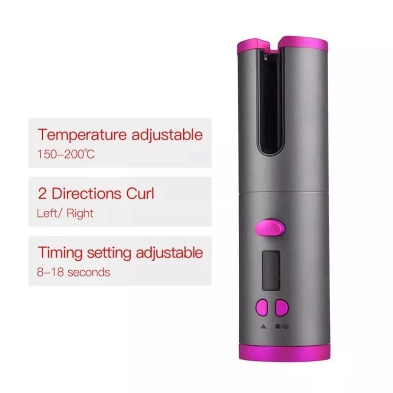 Modelador de cabelo automático sem fio com bateria recarregável de cerâmica embutida Marisa