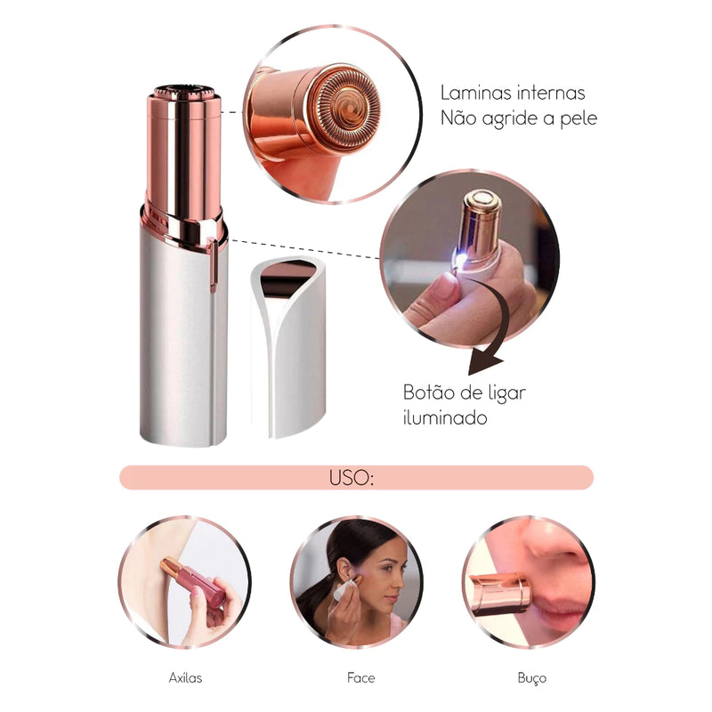 Depilador Elétrico Batom Indolor Portátil Facial Touch Removedor de Pêlos Indesejados Recarregável