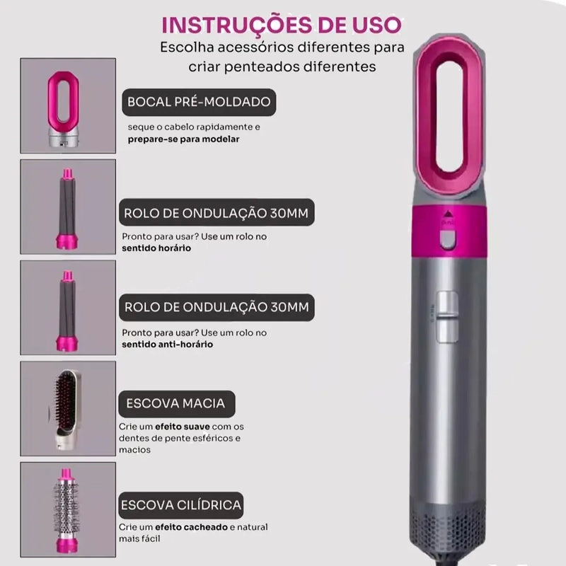 Dany Hair Pro Styler - 5 em 1: Seca, Alisa, Baby liss, Volume e Escova!