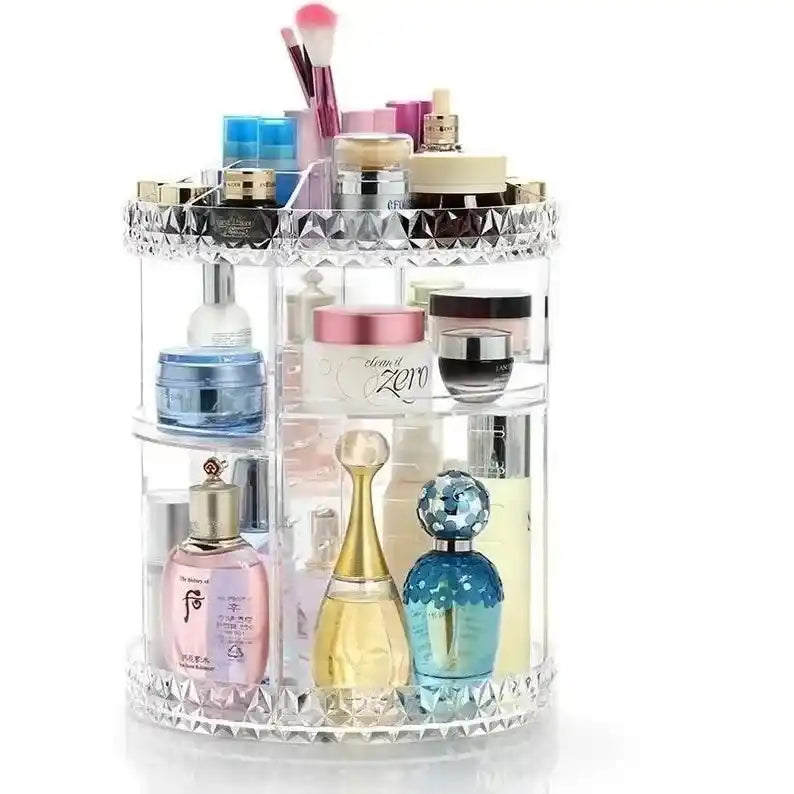 Organizador de cosméticos e maquiagem em acrílico giratório 360º